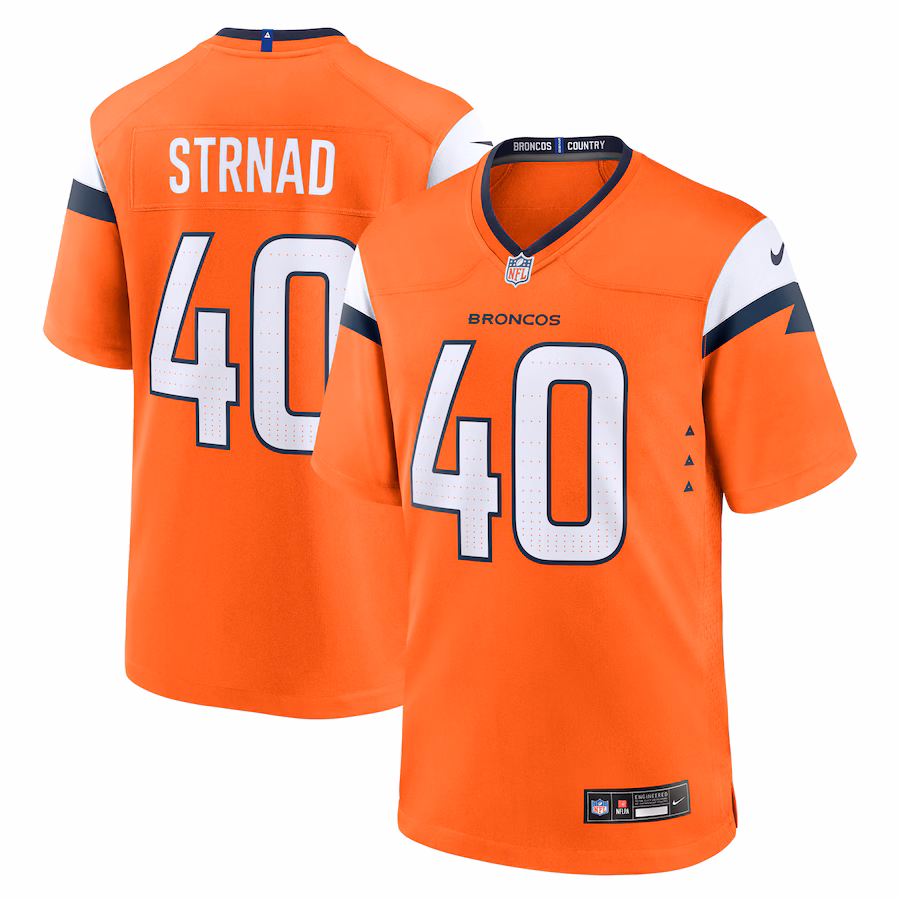 Men's Denver Broncos Justin Strnad Nike Orange Team Game Jersey