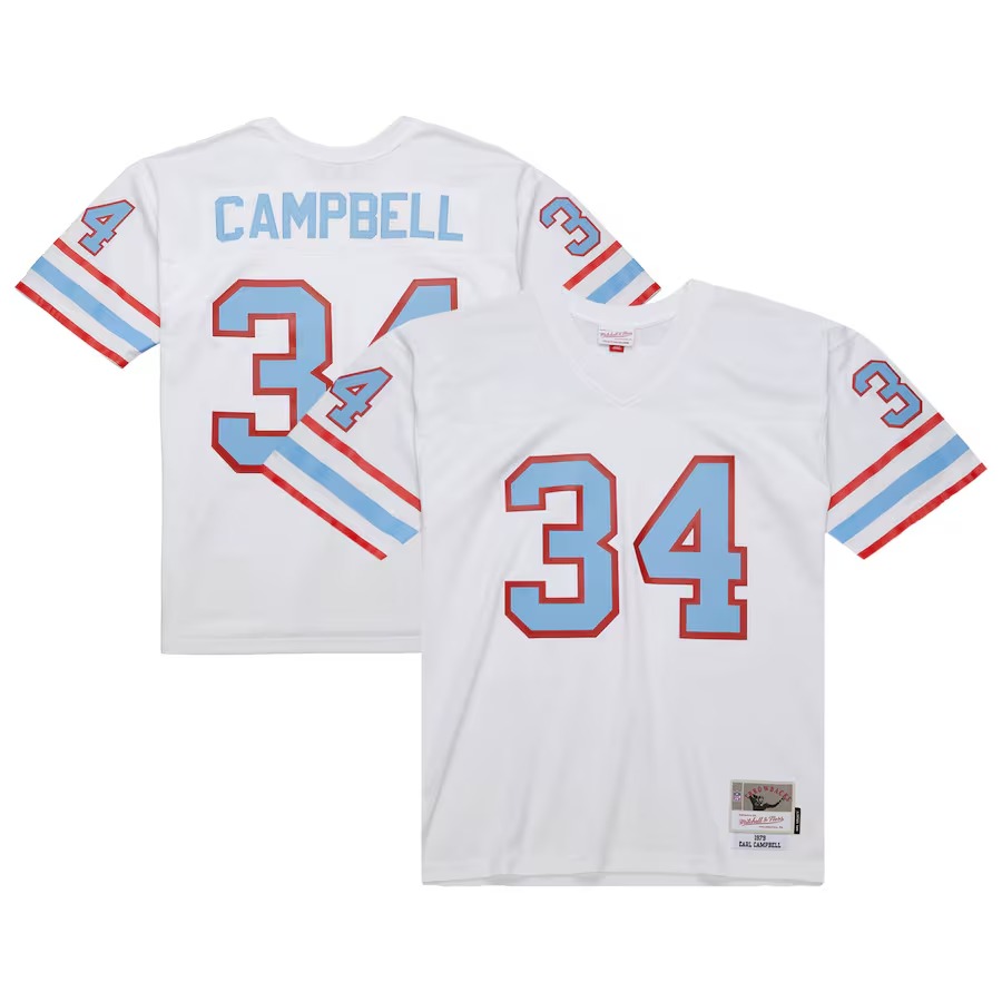 Men's Houston Oilers Earl Campbell Mitchell & Ness White 1979 Legacy Replica Jersey