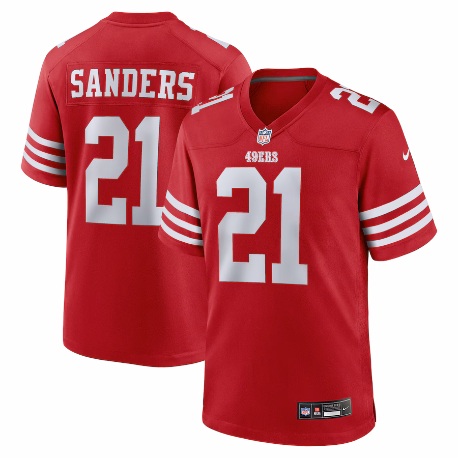 Men's San Francisco 49ers Deion Sanders Nike  Scarlet Team Retired Player Game Jersey