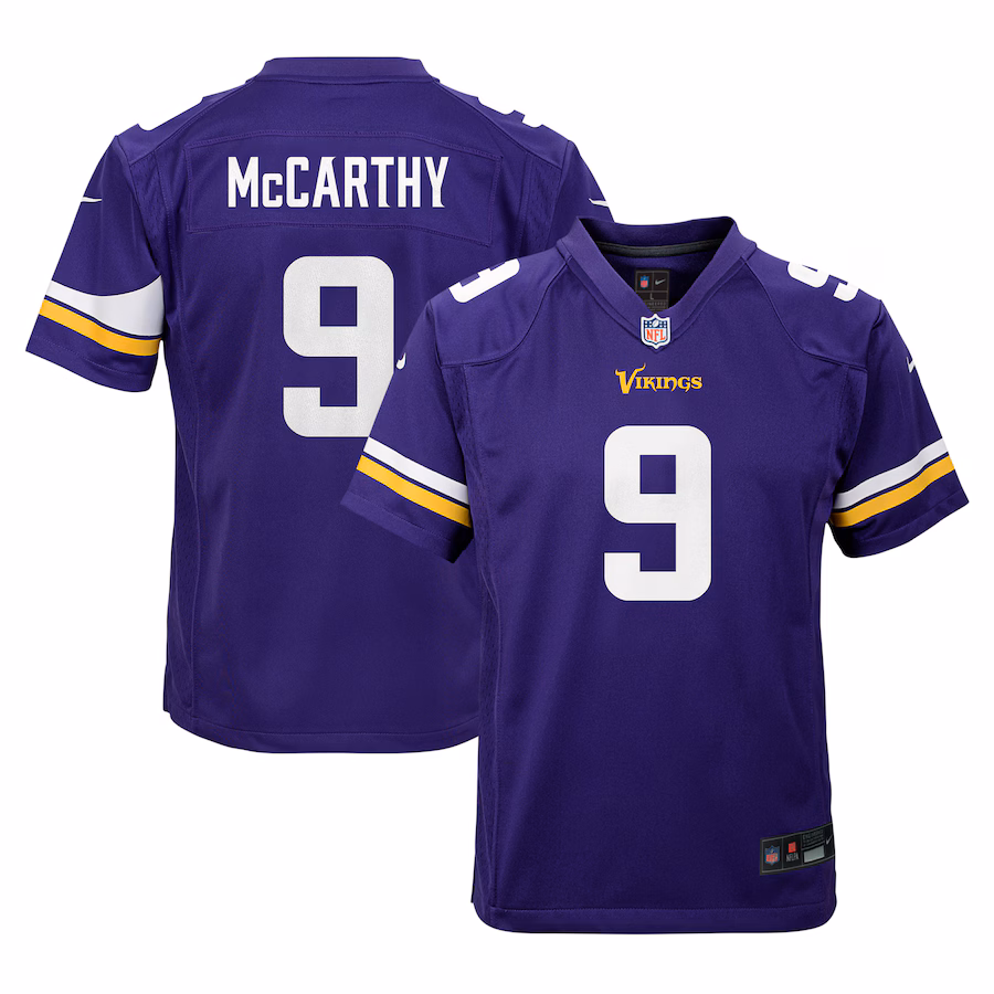 Youth Minnesota Vikings J.J. McCarthy Nike Purple Team Player Game Jersey