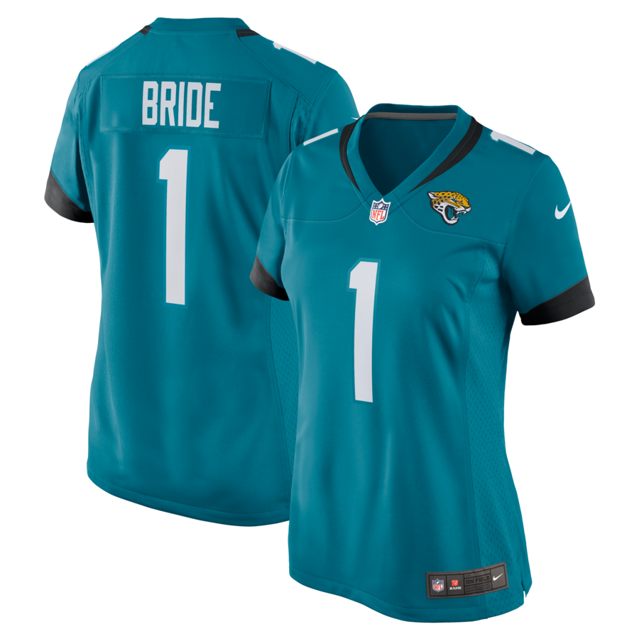 Women's Jacksonville Jaguars Number 1 Bride Nike Teal Game Jersey