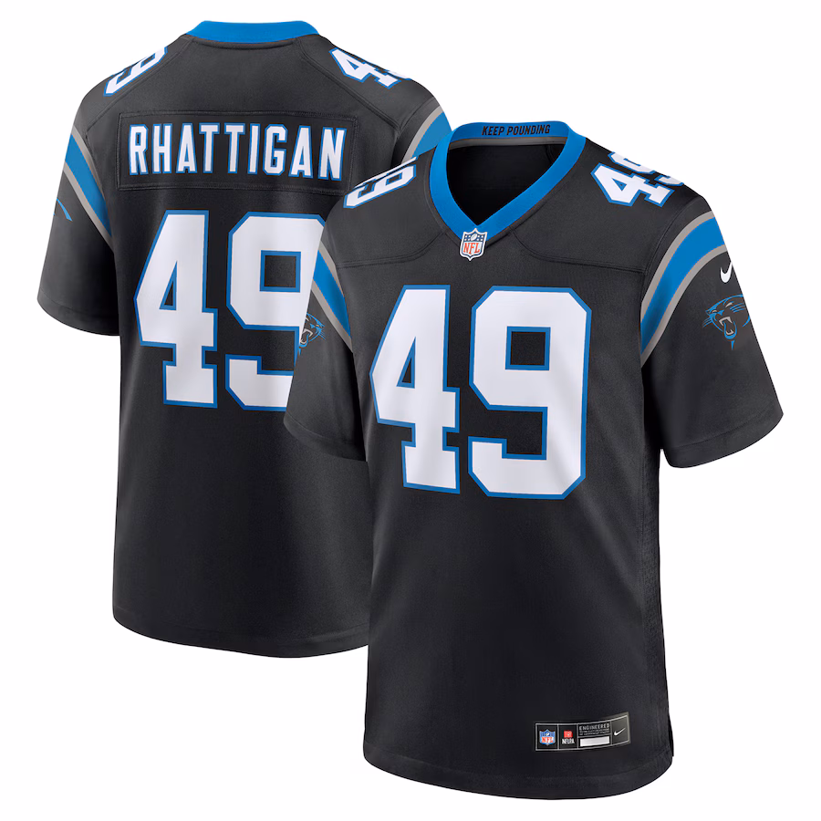 Men's Carolina Panthers Jon Rhattigan Nike Black Game Jersey