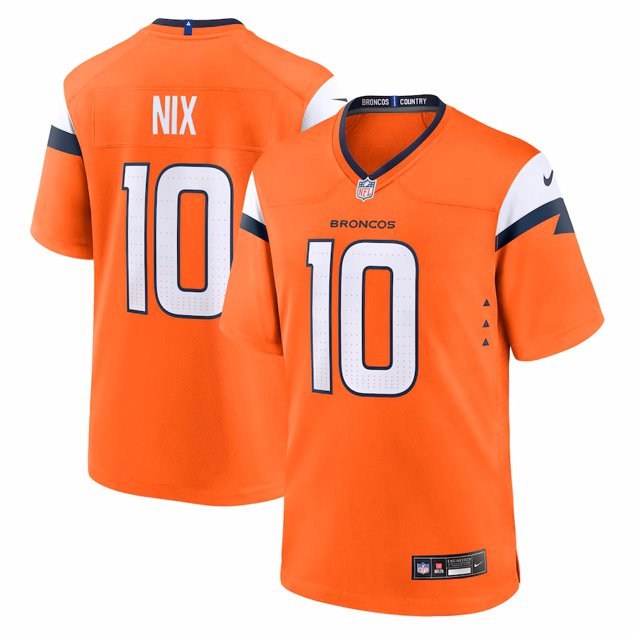 Youth Denver Broncos Bo Nix Nike Orange Game Jersey