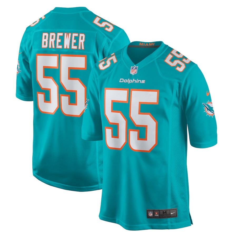 Men's Miami Dolphins Aaron Brewer Nike Aqua Game Jersey