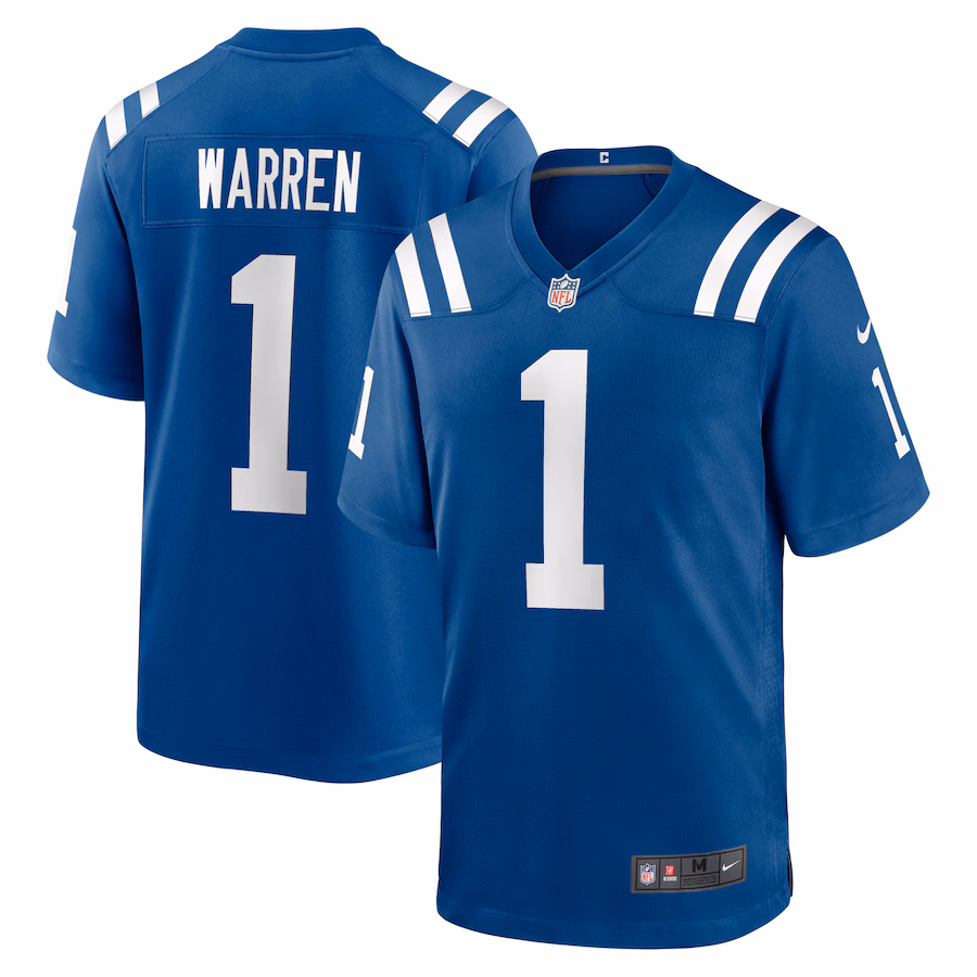 Men's Indianapolis Colts Tyler Warren Nike Royal 2025 NFL Draft First Round Pick Game Jersey