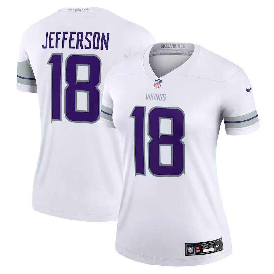 Women's Minnesota Vikings Justin Jefferson Nike White Alternate Legend Player Performance Top