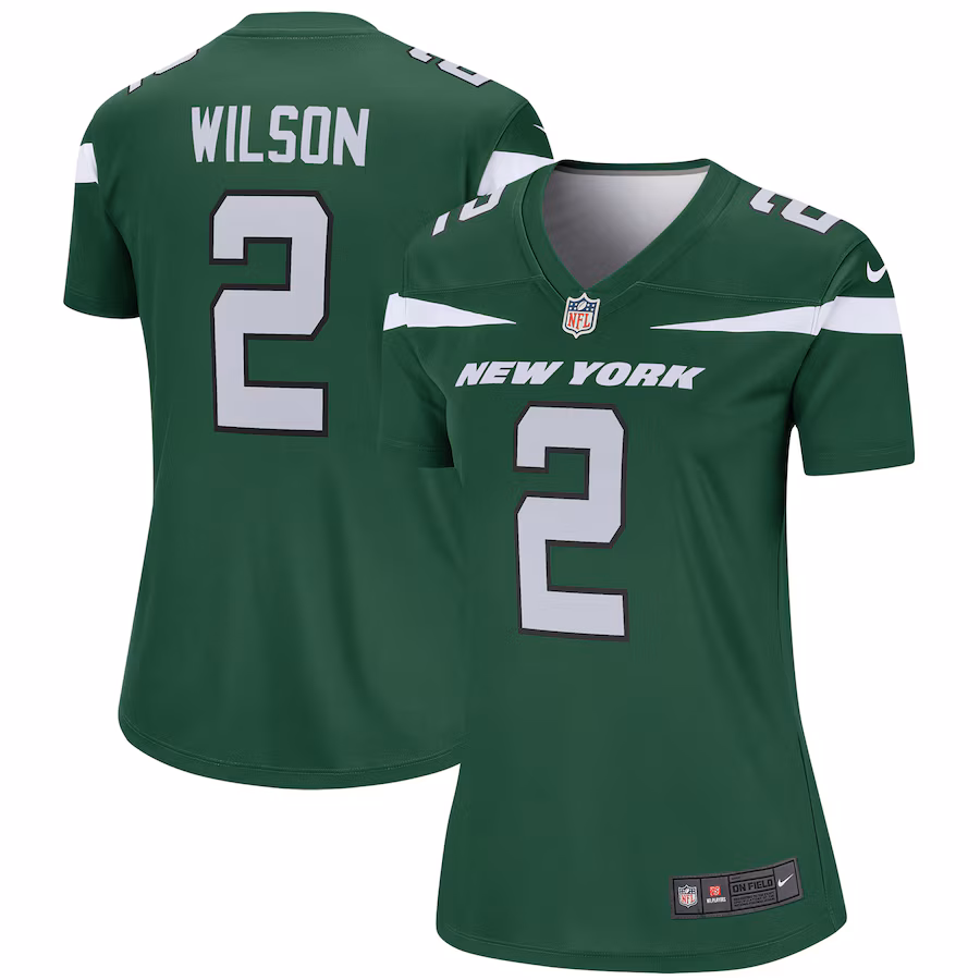 Women's New York Jets Zach Wilson Nike Green Team Legend Player Performance Top