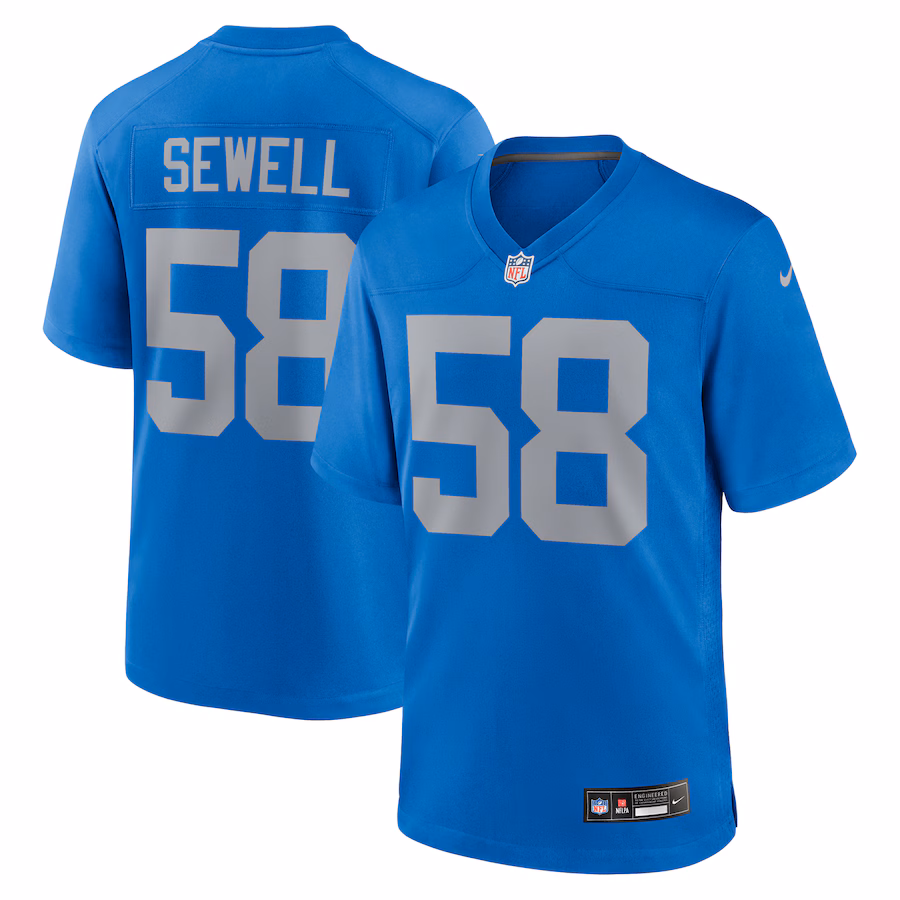 Men's Detroit Lions Penei Sewell Nike Blue Alternate Game Jersey