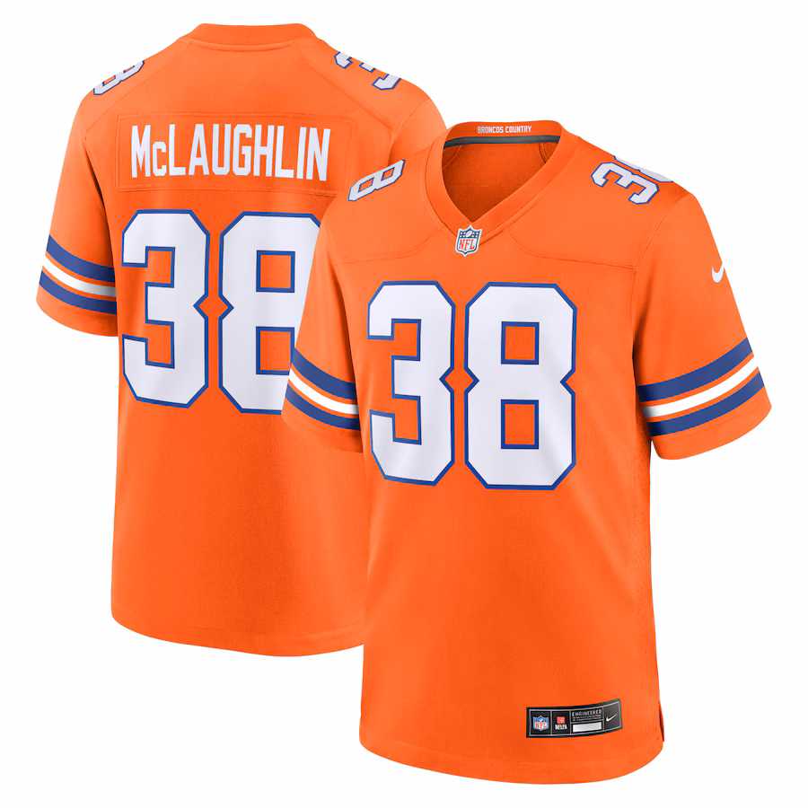 Men's Denver Broncos Jaleel McLaughlin Nike Orange Mile High Collection 1977 Throwback Player Game Jersey