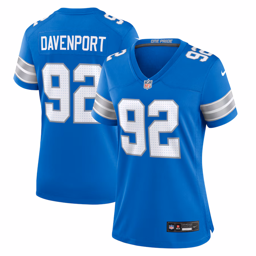 Women's Detroit Lions Marcus Davenport Nike Blue Team Game Jersey