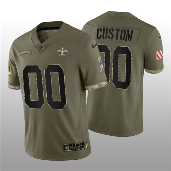 Men's New Orleans Saints ACTIVE PLAYER Custom 2022 Olive Salute To Service Limited Stitched Jersey