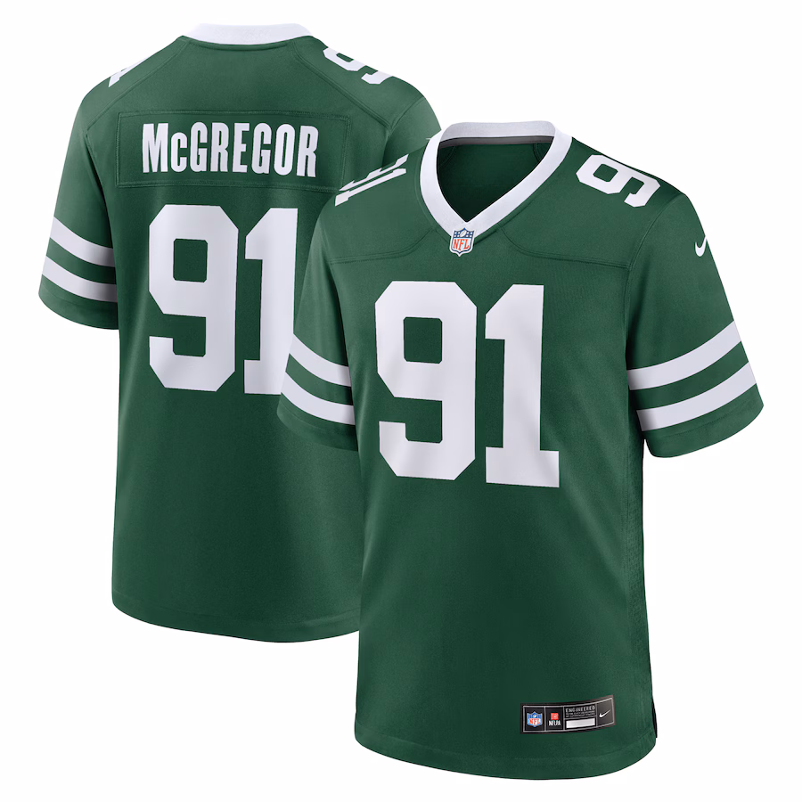 Men's New York Jets Braiden McGregor Nike Legacy Green Team Game Jersey