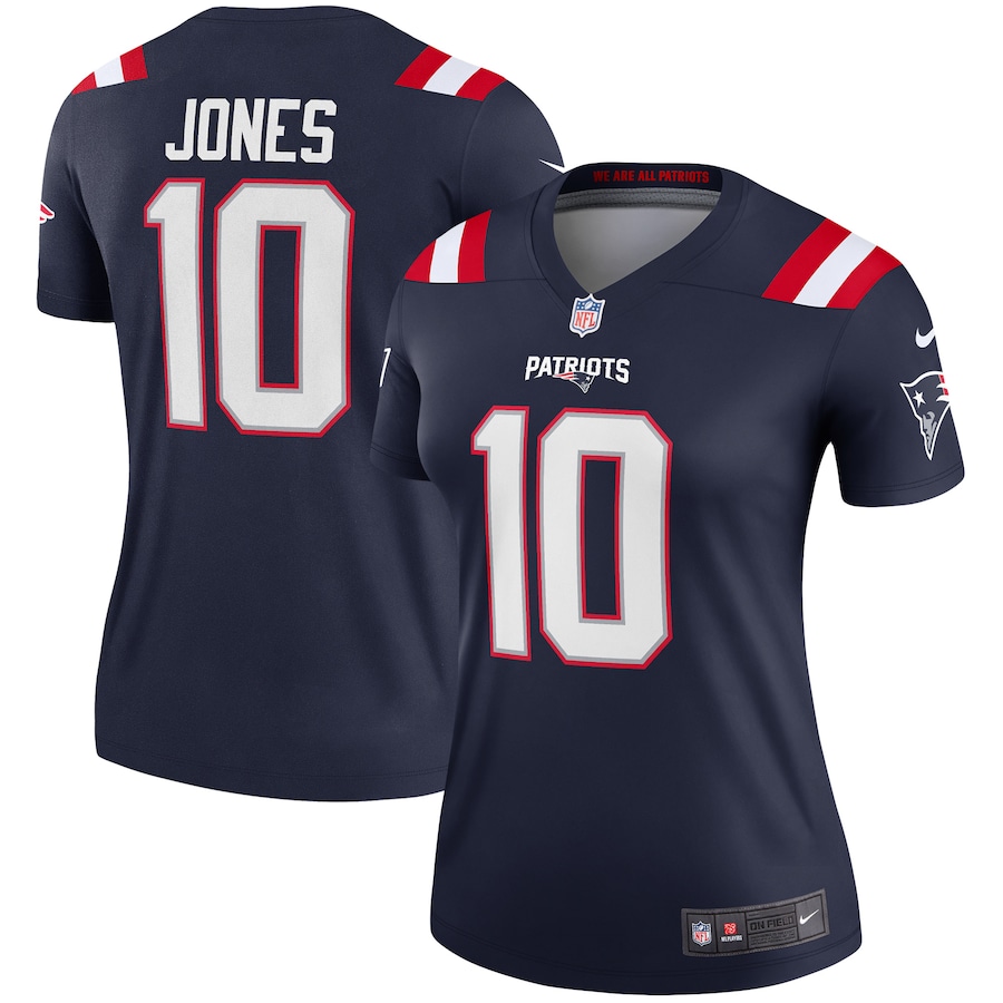 Women's New England Patriots Mac Jones Nike Navy Legend Player Performance Top