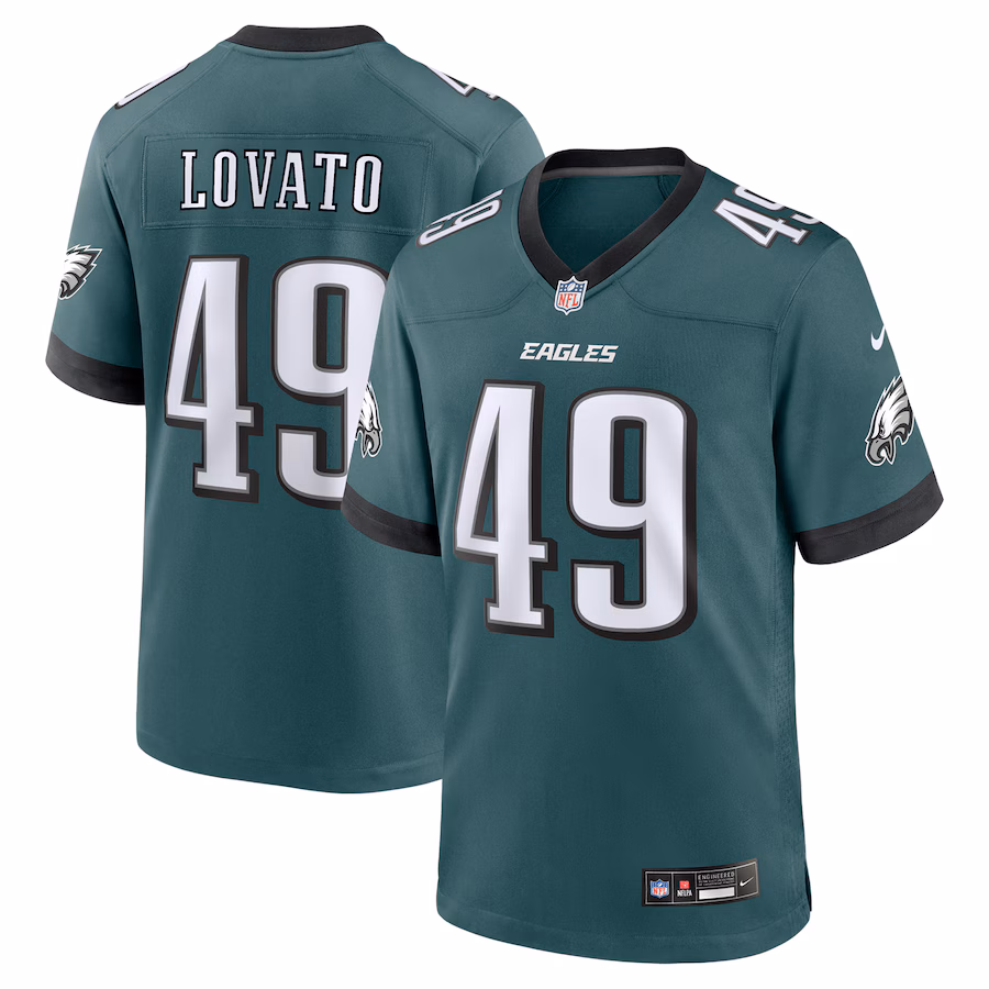 Men's Philadelphia Eagles Rick Lovato Nike Midnight Green Team Game Jersey
