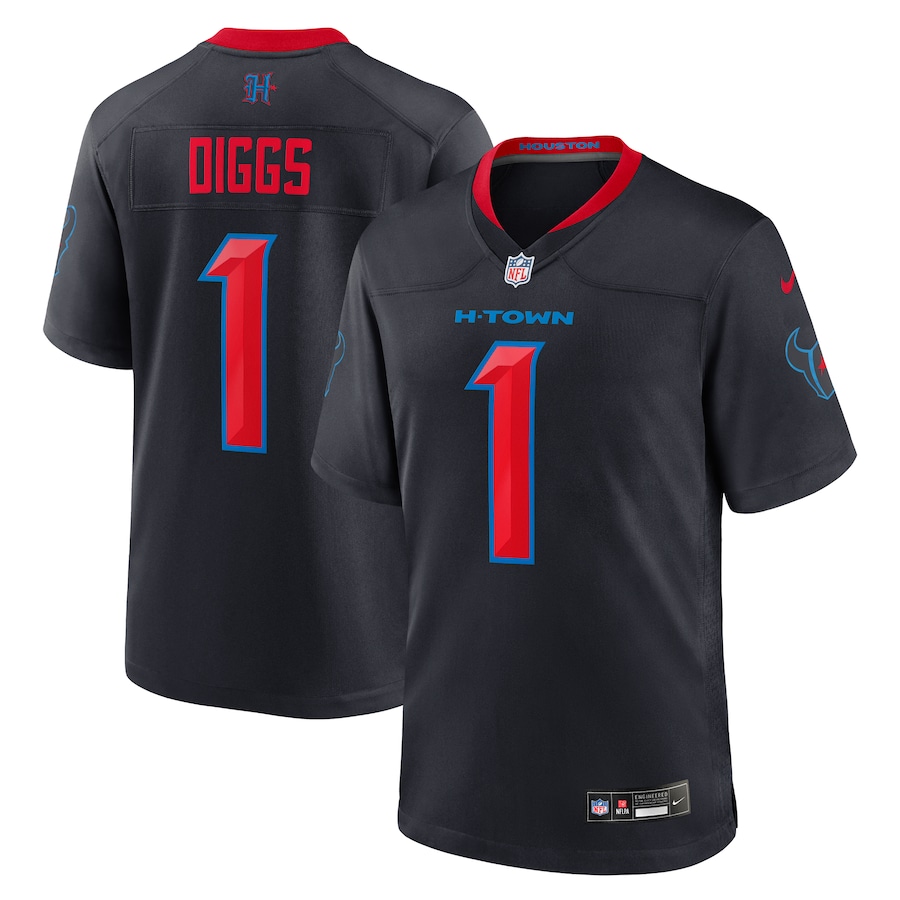 Men's Houston Texans Stefon Diggs Nike Navy Alternate Game Jersey