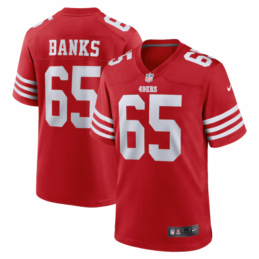 Men's San Francisco 49ers Aaron Banks Nike Scarlet Game Jersey