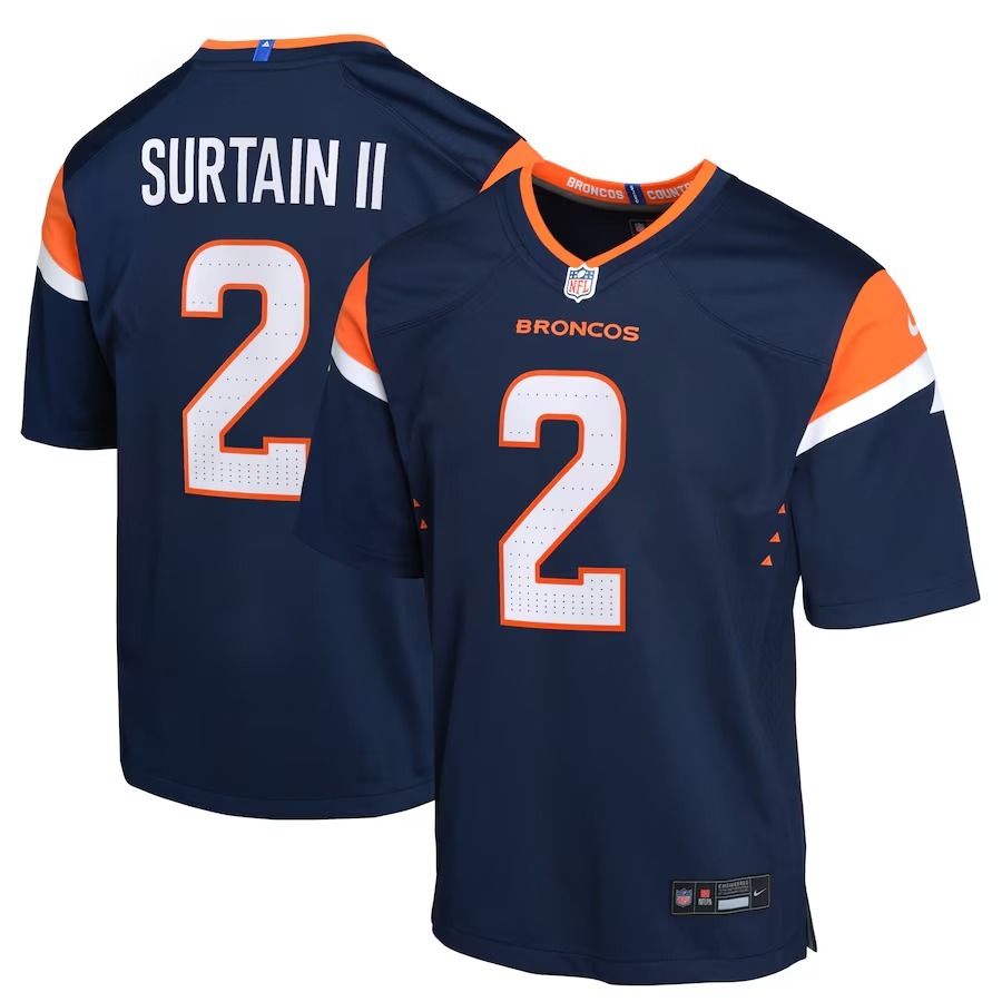 Youth Denver Broncos Patrick Surtain II Nike Navy Mile High Collection Game Jersey