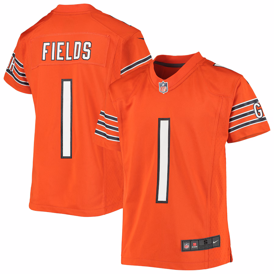 Youth Chicago Bears Justin Fields Nike Orange Game Jersey