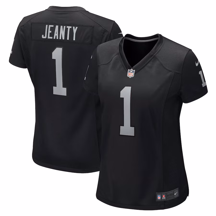 Women's Las Vegas Raiders Ashton Jeanty Nike Black 2025 NFL Draft First Round Pick Team Game Jersey