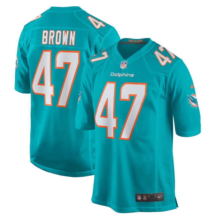 Men's Miami Dolphins Cam Brown Nike Aqua Game Jersey
