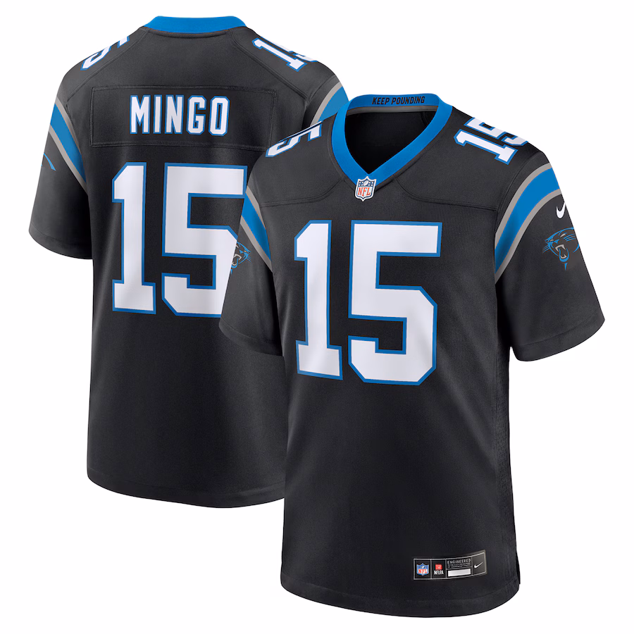 Men's Carolina Panthers Jonathan Mingo Nike Black Game Jersey