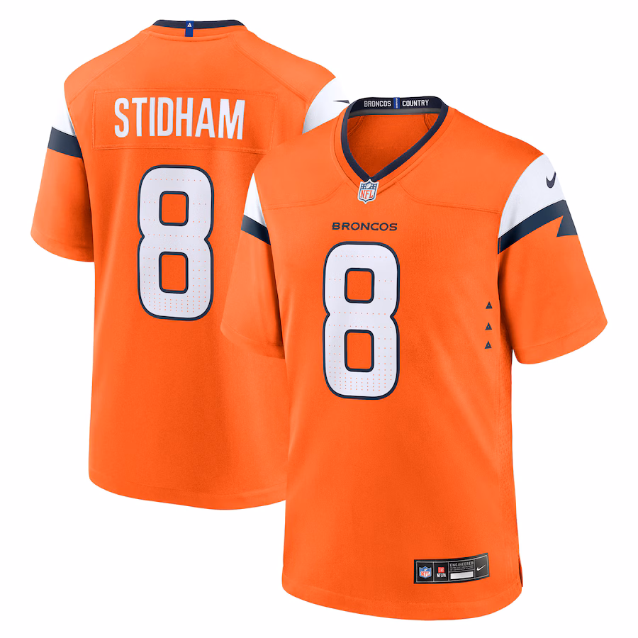Men's Denver Broncos Jarrett Stidham Nike Orange Team Game Jersey