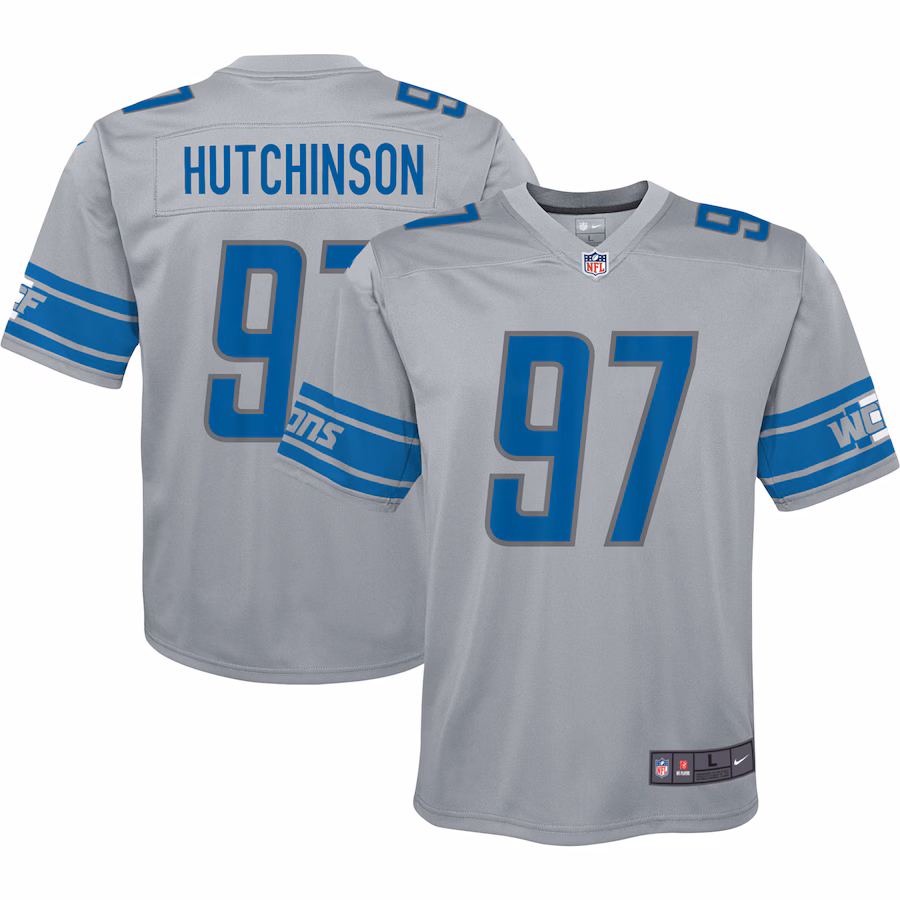 Youth Detroit Lions Aidan Hutchinson Nike Silver Inverted Game Jersey