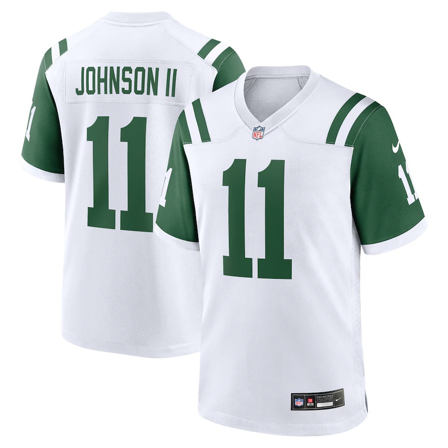 Men's New York Jets Jermaine Johnson II Nike White Classic Alternate Game Jersey