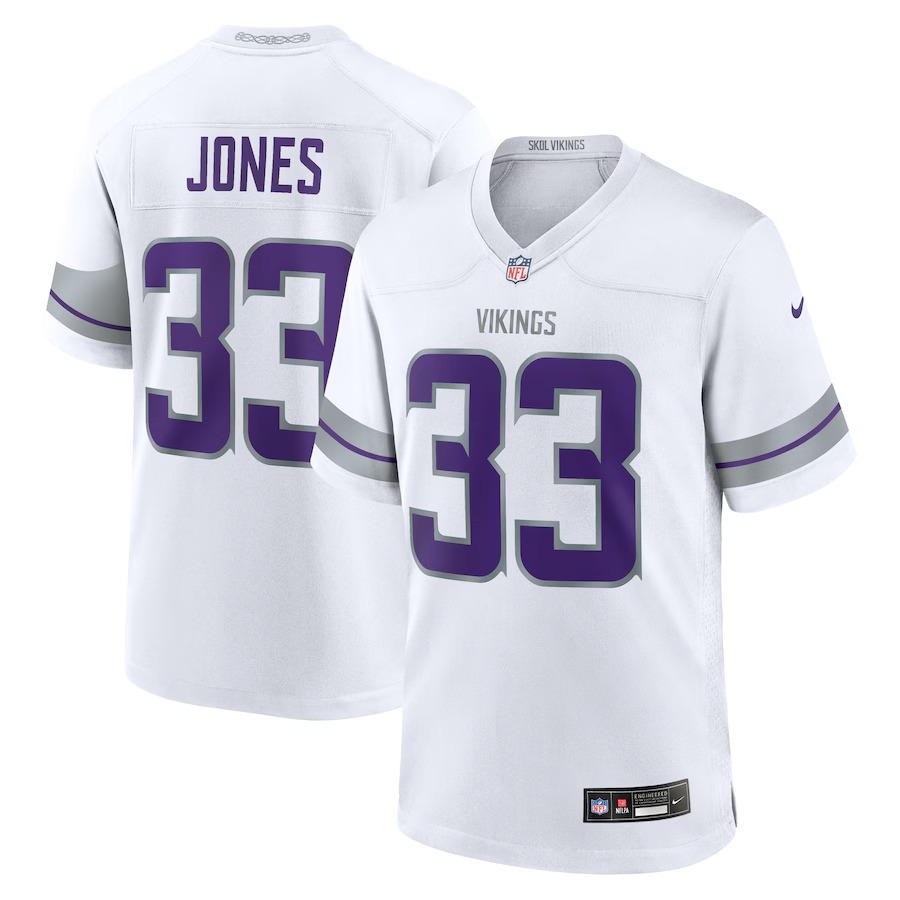 Men's Minnesota Vikings Aaron Jones Nike White Alternate Game Player Jersey