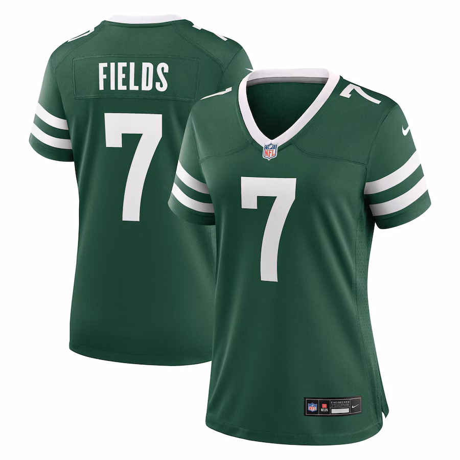 Women's New York Jets Justin Fields Nike Legacy Green Game Jersey