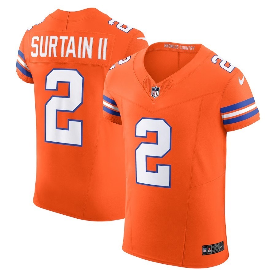 Men's Denver Broncos Patrick Surtain II Nike Orange Alternate Mile High Collection 1977 Throwback Vapor F.U.S.E. Limited Jersey