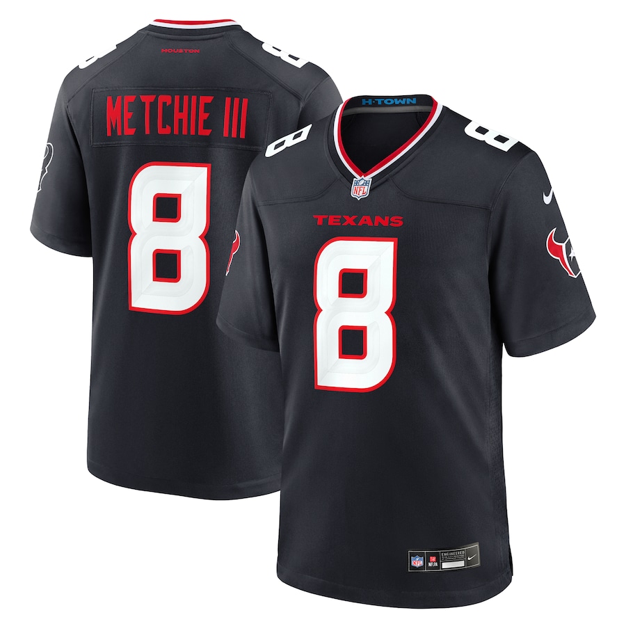 Men's Houston Texans John Metchie III Nike Navy Team Game Jersey