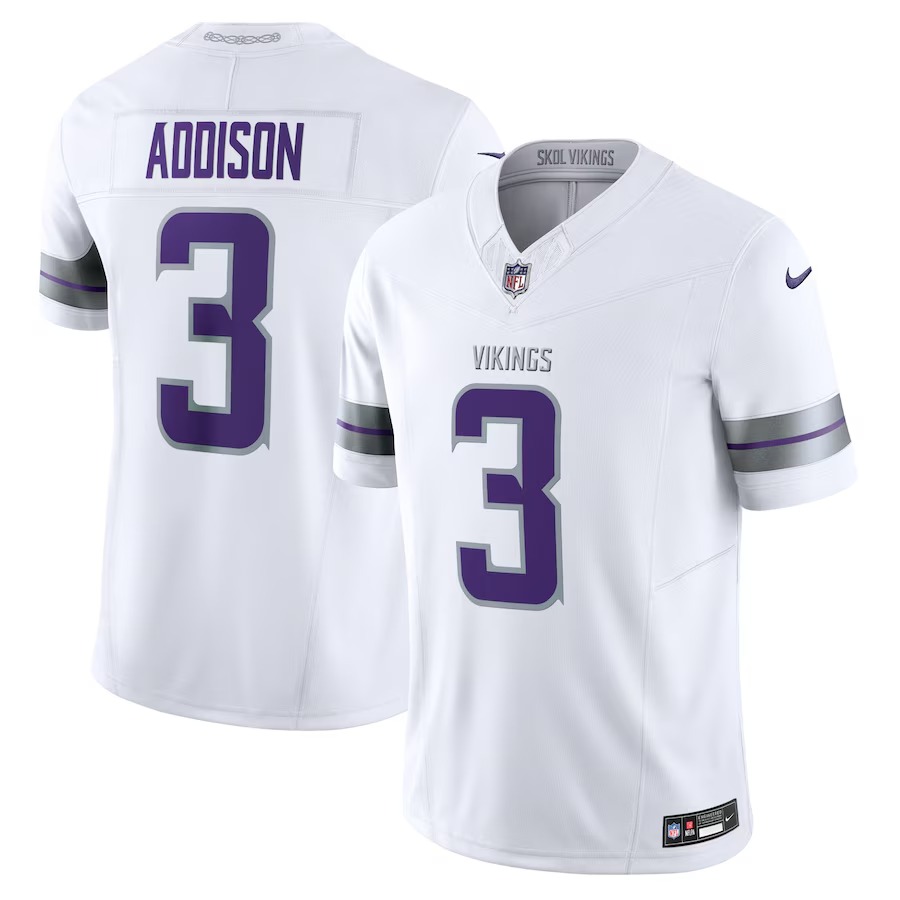 Men's Minnesota Vikings Jordan Addison Nike White Alternate Vapor F.U.S.E. Limited Jersey