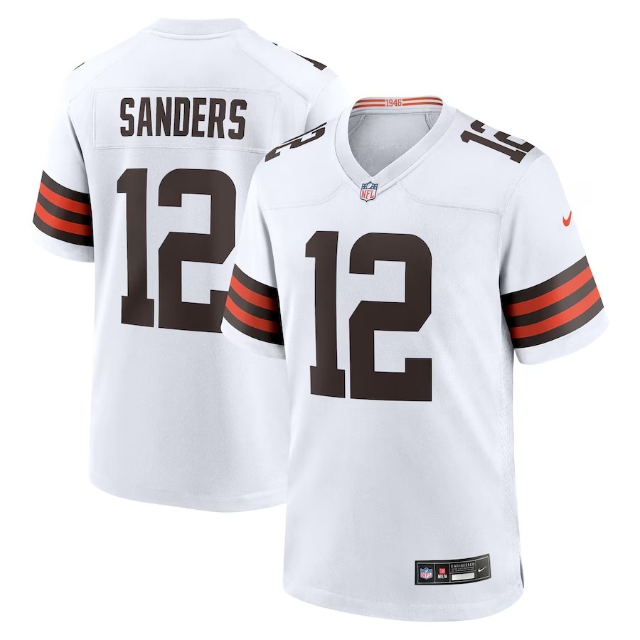 Men's Cleveland Browns Shedeur Sanders Nike White 2025 NFL Draft Game Jersey