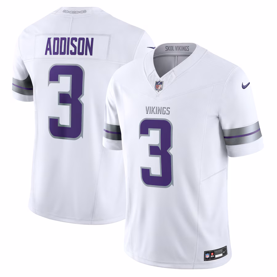 Men's Minnesota Vikings Jordan Addison Nike White Alternate Vapor F.U.S.E. Limited Jersey