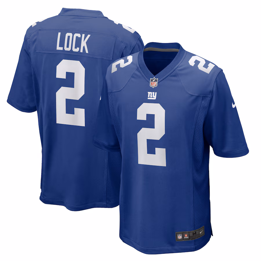 Men's New York Giants Drew Lock Nike Royal Team Game Jersey