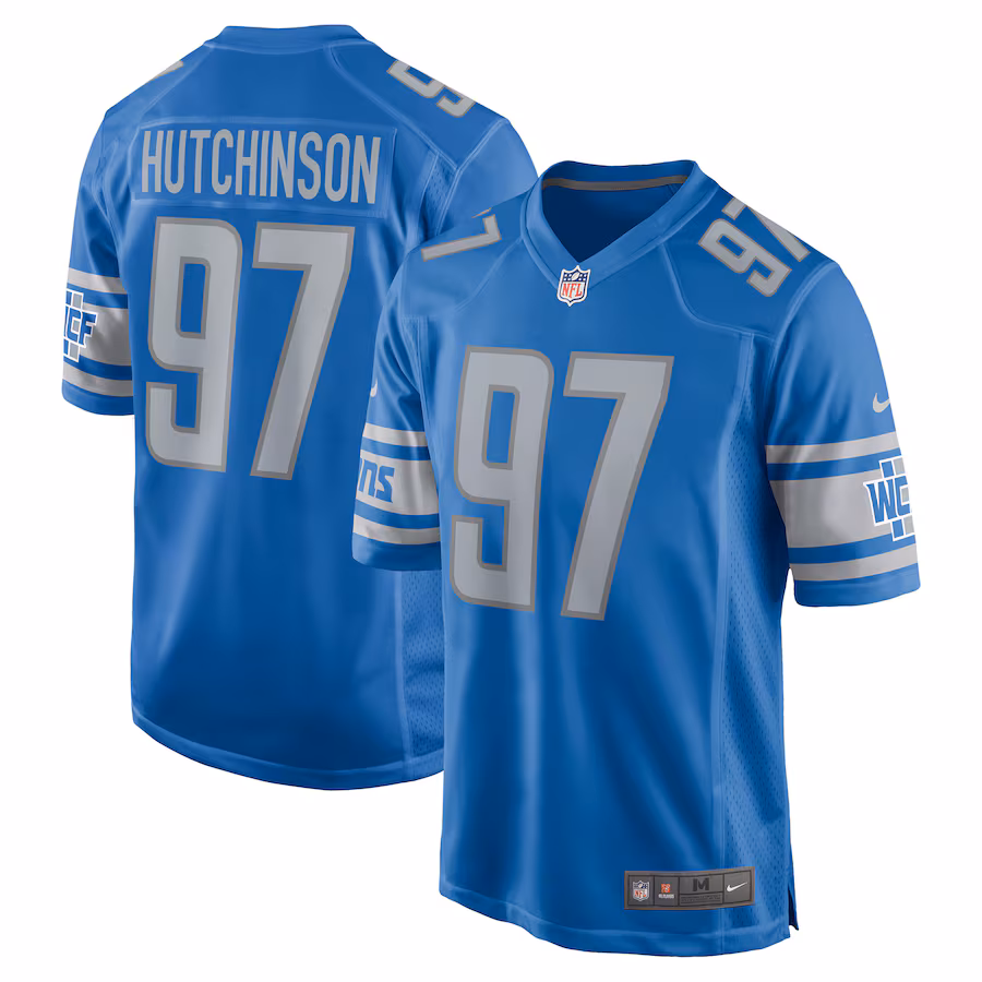 Youth Detroit Lions Aidan Hutchinson Nike Blue Game Jersey