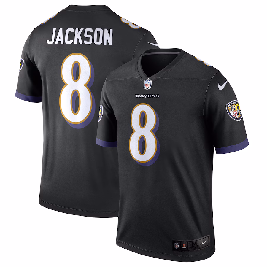 Men's Baltimore Ravens Lamar Jackson Nike Black Alternate Legend Player Performance Top