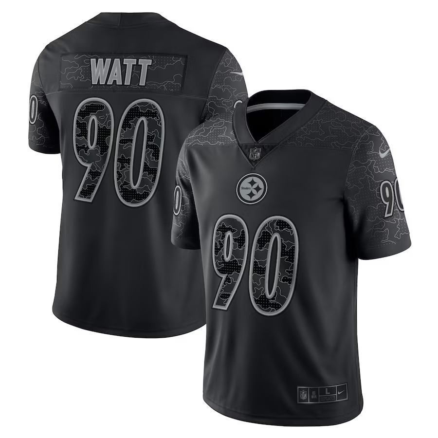 Men's Pittsburgh Steelers T.J. Watt Nike Black RFLCTV Limited Jersey