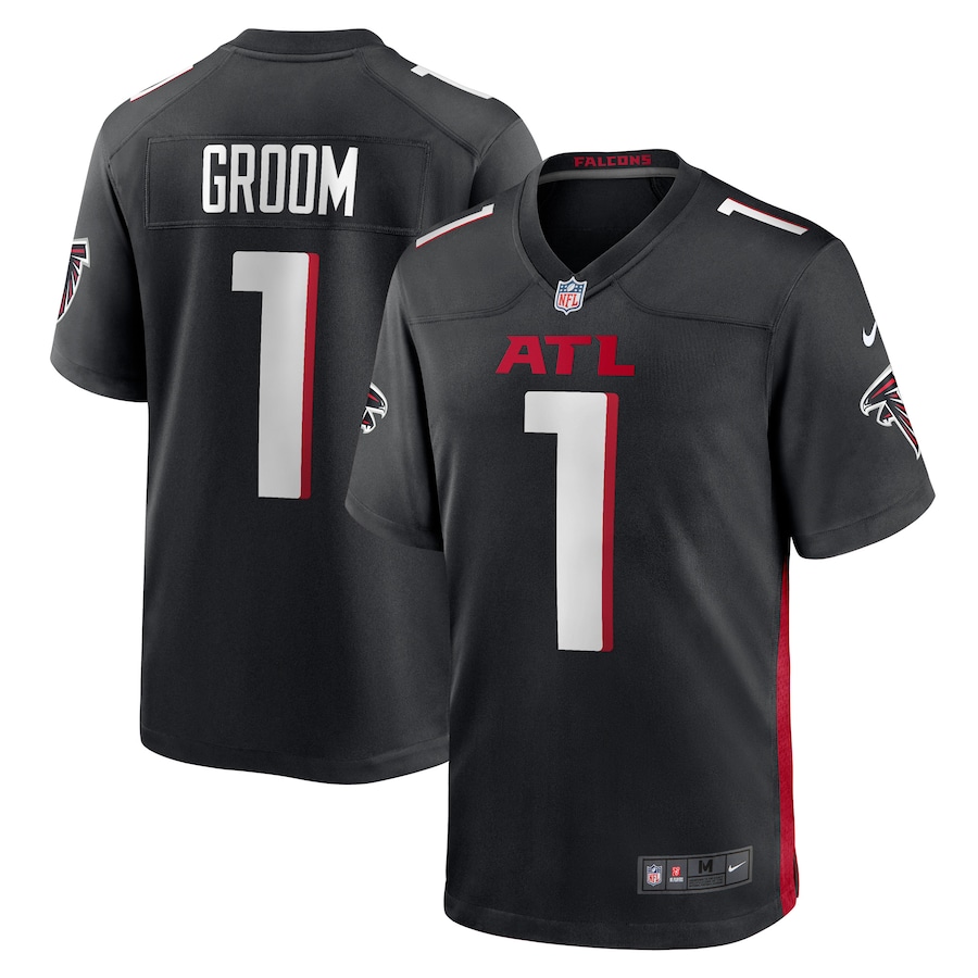 Men's Atlanta Falcons Number 1 Groom Nike Black Game Jersey