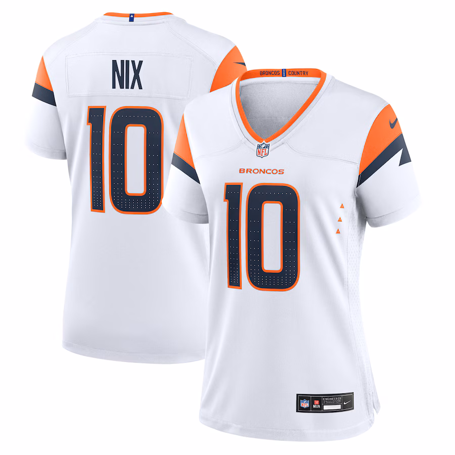 Women's Denver Broncos Bo Nix Nike White Game Jersey