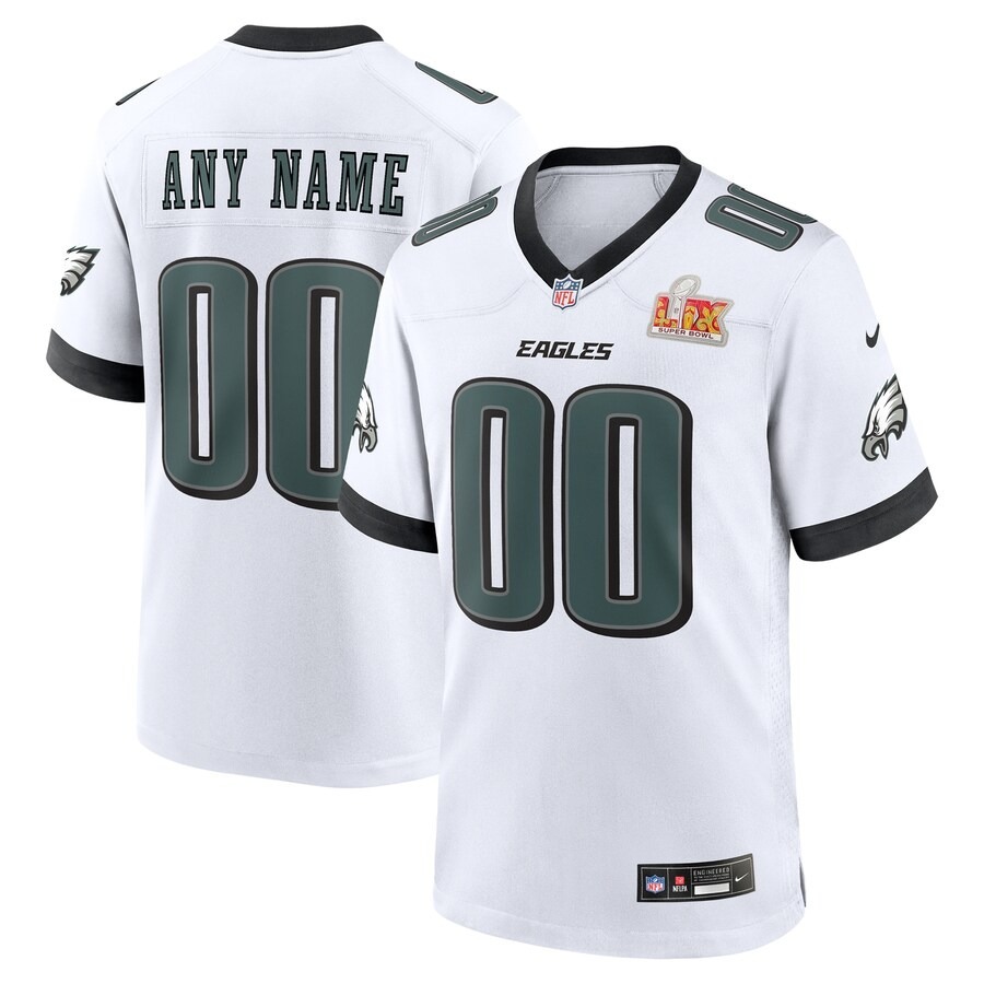Men's Philadelphia Eagles Nike White Super Bowl LIX Custom Game Jersey
