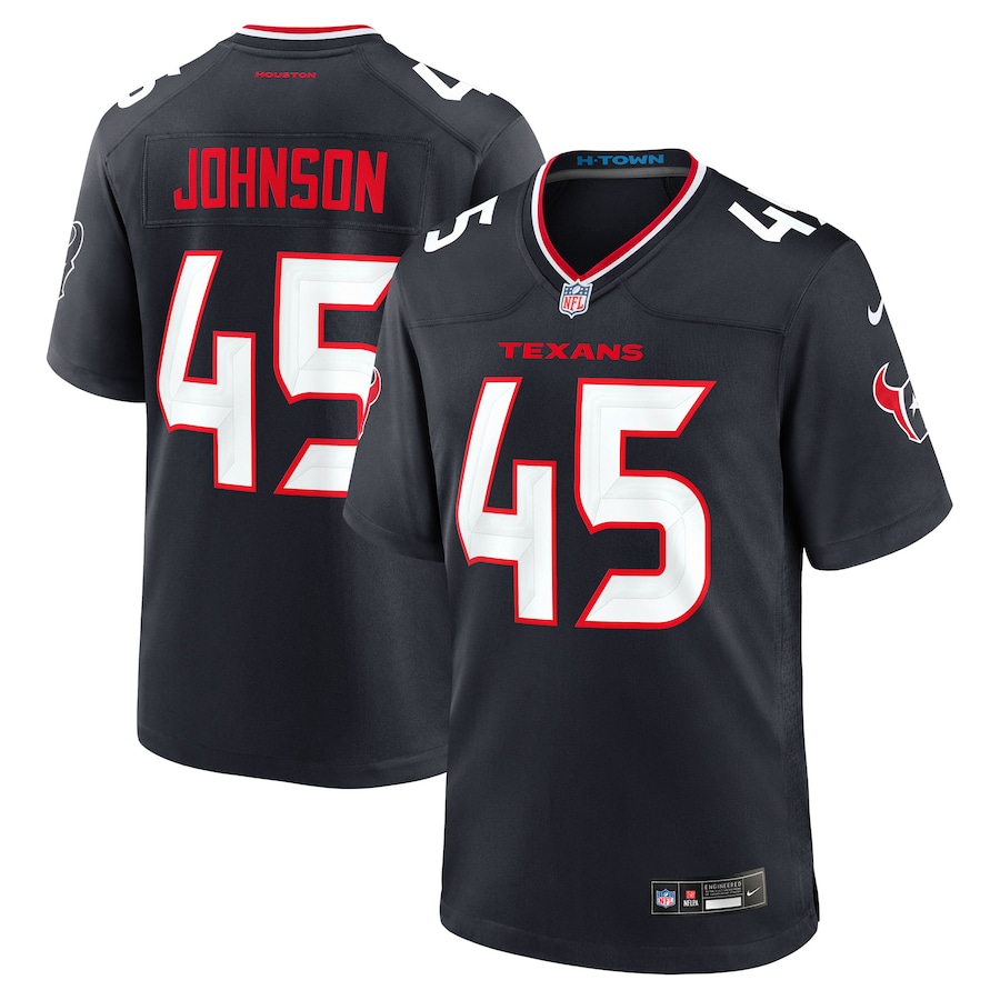 Men's Houston Texans Jakob Johnson Nike Navy Team Game Jersey