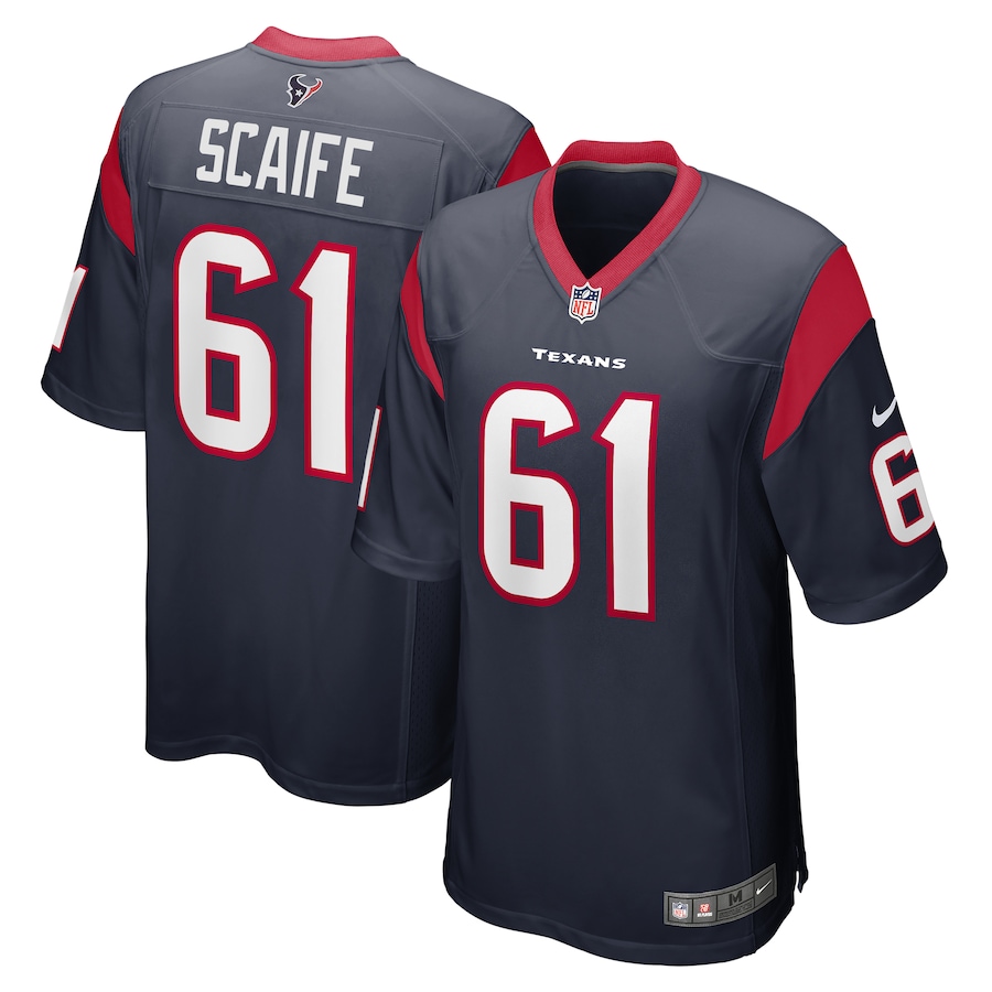 Men's Houston Texans DJ Scaife Jr Nike Navy Team Game Jersey
