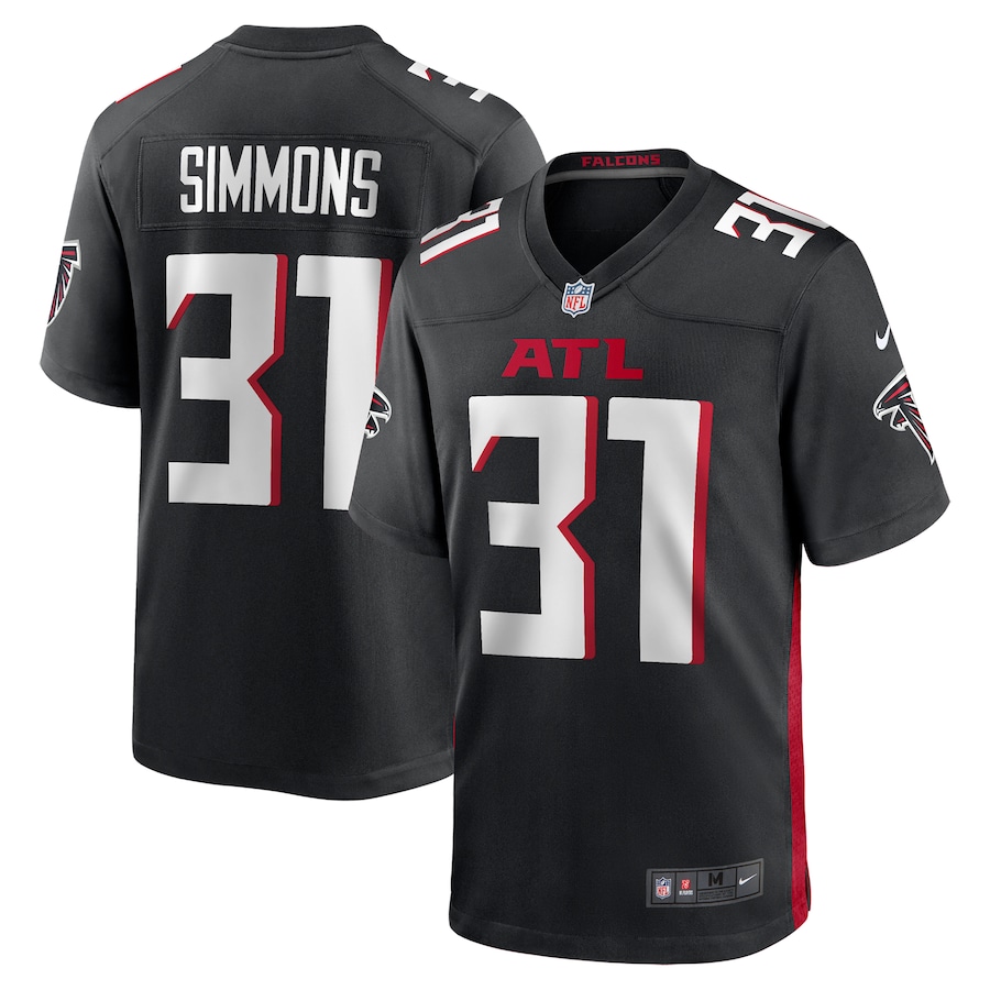 Men's Atlanta Falcons Justin Simmons Nike Black Team Game Jersey