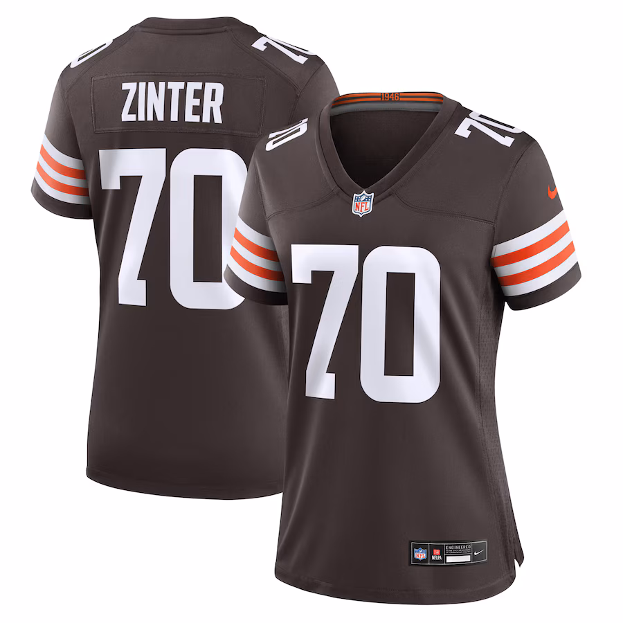 Women's Cleveland Browns Zak Zinter Nike Brown Game Jersey