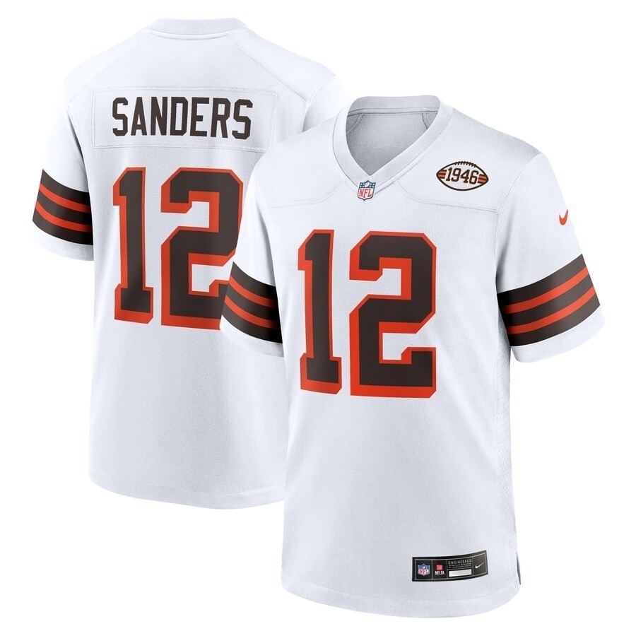 Men's Cleveland Browns Shedeur Sanders Nike White 2025 NFL Draft 2nd Alternate Game Jersey