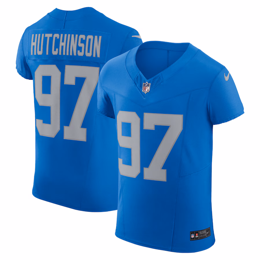 Men's Detroit Lions Aidan Hutchinson Nike Blue Alternate Vapor F.U.S.E. Elite Jersey