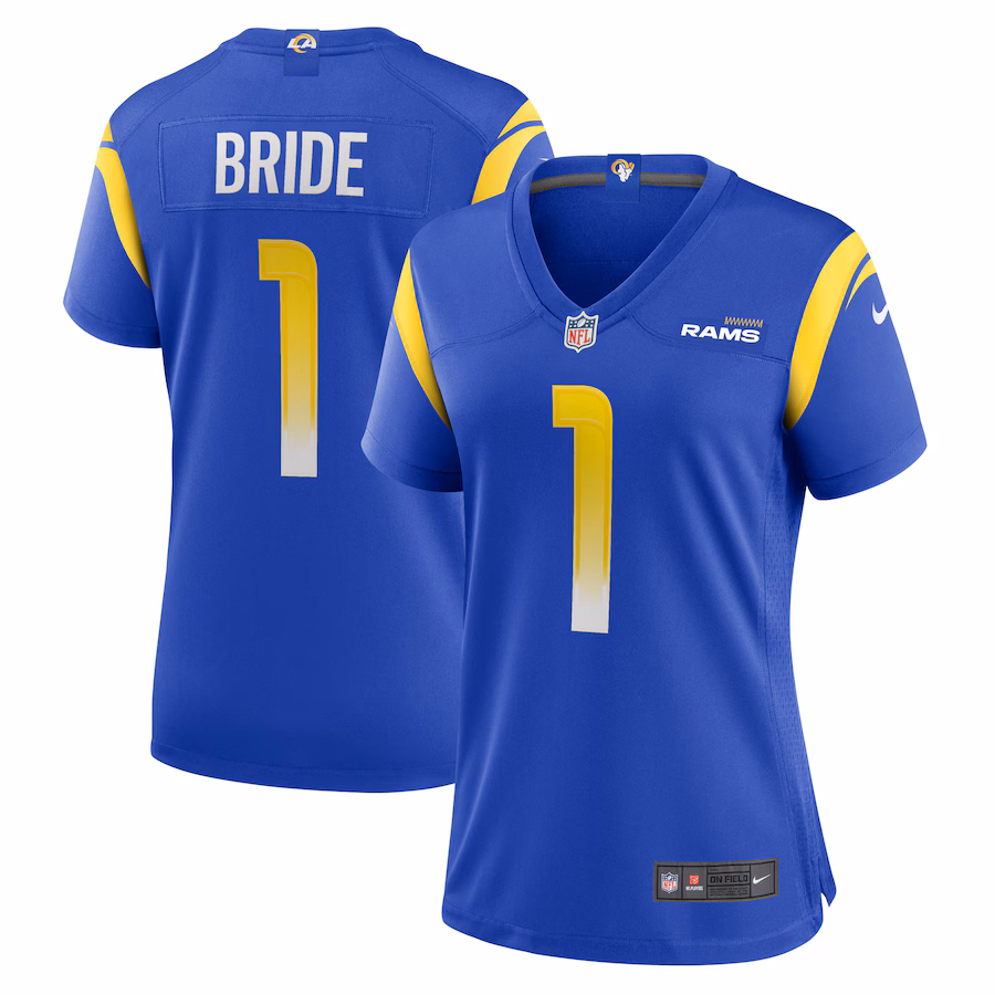 Women's Los Angeles Rams Number 1 Bride Nike Royal Game Jersey