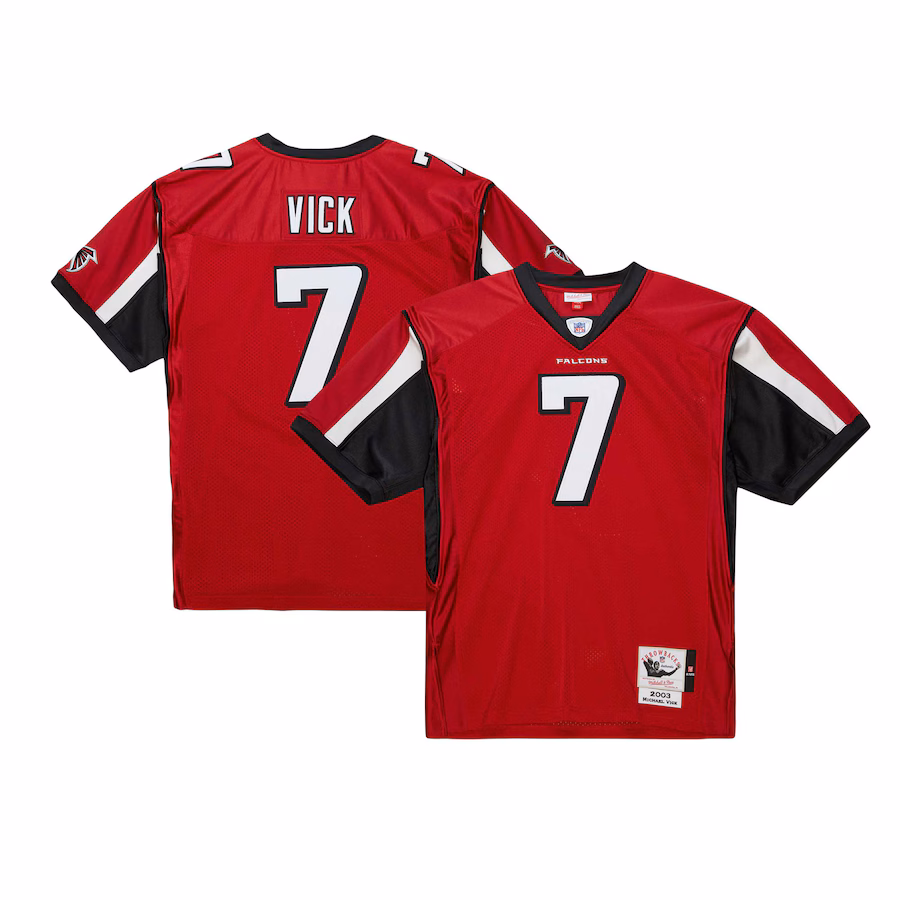 Men's Atlanta Falcons 2003 Michael Vick Mitchell & Ness Red Authentic Throwback Retired Player Jersey